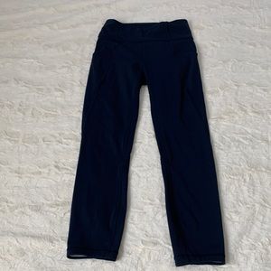 Lululemon high waist cropped pocket leggings. Navy size 4